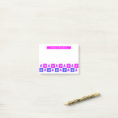 Franse Bulldog & Paw Hot Pink & Blue Silhouette Post-it® Notes (Op bureau)