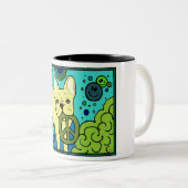 Franse Bulldog Peace Tweekleurige Koffiemok (Voorkant rechts)