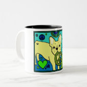 Franse Bulldog Peace Tweekleurige Koffiemok (Voorkant links)