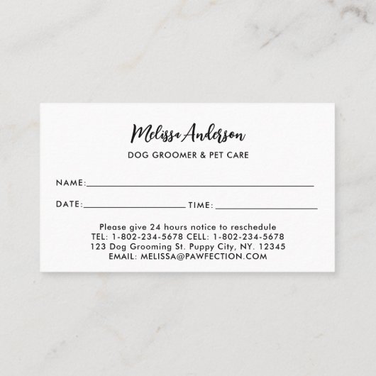 Franse Bulldog Personalized Dog Groomer Pet Care Afsprakenkaartje (Achterkant)