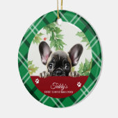 Franse Bulldog Persoonlijke Eerste Kerstmis Keramisch Ornament (Links)