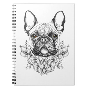 Franse Bulldog Pet Animal Natuur Illustratie Kunst Notitieboek