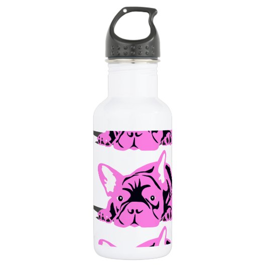 Franse Bulldog Pet roze Waterfles (Voorkant)