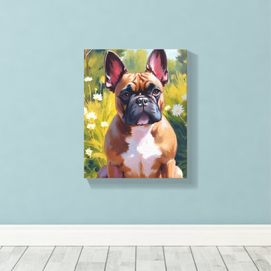 Franse Bulldog Pet Schilderen Dog Art Canvas Afdruk (Insitu (Houten vloer))