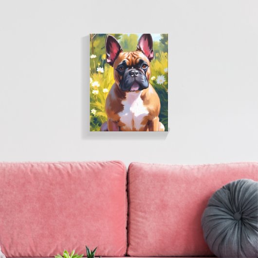 Franse Bulldog Pet Schilderen Dog Art Canvas Afdruk (Insitu (Woonkamer))