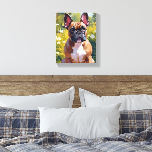 Franse Bulldog Pet Schilderen Dog Art Canvas Afdruk (Insitu (Slaapkamer))