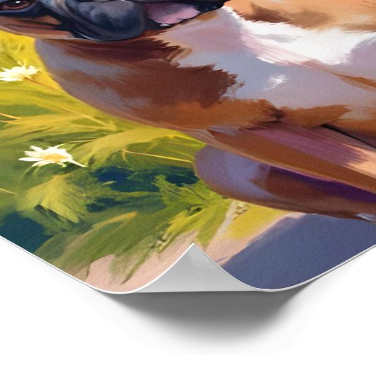 Franse Bulldog Pet Schilderen Dog Art Poster (Hoek)