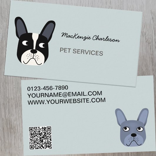 Franse Bulldog Pet Services QR-code Visitekaartje
