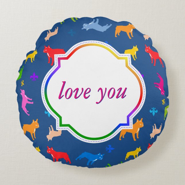 Franse Bulldog Pillow Rond Kussen (Voorkant)