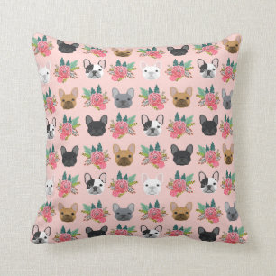 Franse Bulldog Pink Florals Kussen
