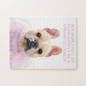 Franse Bulldog Pink Glam Inspirerend Donut Quote Legpuzzel (Horizontaal)