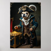 Franse Bulldog Pirate Blauw Gouden Jas Poster (Voorkant)