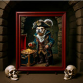 Franse Bulldog Pirate Blauw Gouden Jas Poster