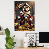 Franse Bulldog Pirate Bold Captain Poster (Thuiskantoor)