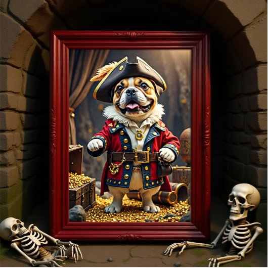Franse Bulldog Pirate Bold Captain Poster