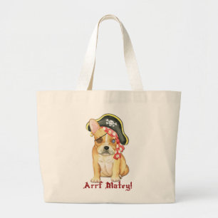 Franse Bulldog Pirate Grote Tote Bag