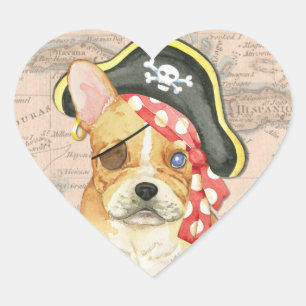 Franse Bulldog Pirate Hart Sticker