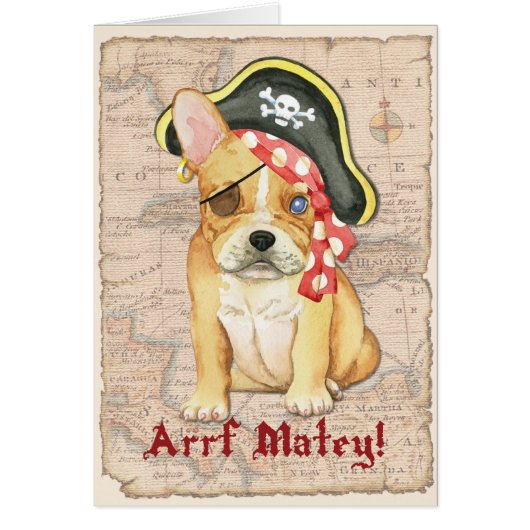 Franse Bulldog Pirate-kaart (Voorkant)