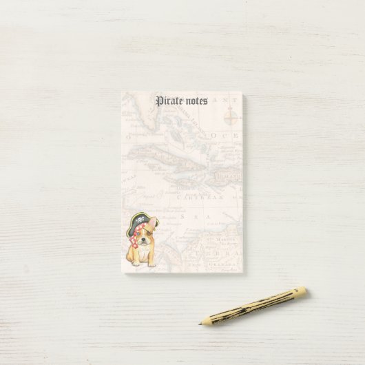 Franse Bulldog Pirate Post-it® Notes (Op bureau)