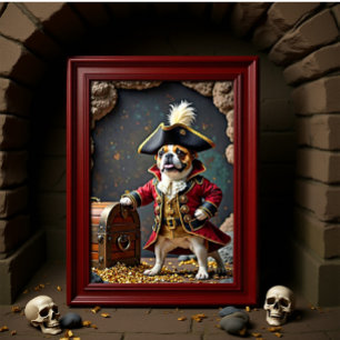 Franse Bulldog Pirate Treasure Guardian Poster