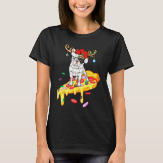 Franse Bulldog Pizza Franse Bulldog Kerstmis T-shirt