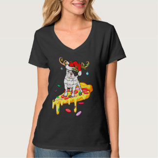 Franse Bulldog Pizza Franse Bulldog Kerstmis T-shirt