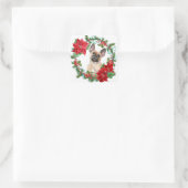 Franse Bulldog Poinsettia Kerstkrans Vierkante Sticker (Tas)
