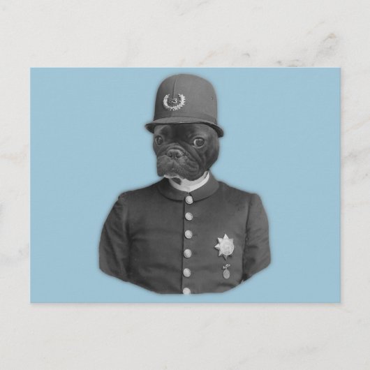  Franse Bulldog Policeman Briefkaart (Voorkant)