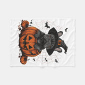 Franse Bulldog Pompoen Halloween Thanksgiving Mann Fleece Deken (Voorkant (Horizontaal))