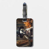 Franse Bulldog pompoenen Halloween eng Bagagelabel (Achterkant verticaal)