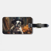 Franse Bulldog pompoenen Halloween eng Bagagelabel (Achterkant horizontaal)