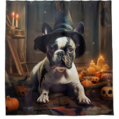 Franse Bulldog pompoenen Halloween eng Douchegordijn (Voorkant)