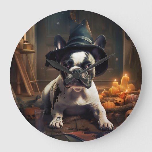 Franse Bulldog pompoenen Halloween eng Grote Klok (Voorkant)