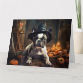 Franse Bulldog pompoenen Halloween eng Kaart (Voorkant)