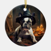 Franse Bulldog pompoenen Halloween eng Keramisch Ornament (Voorkant)