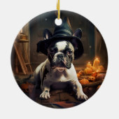 Franse Bulldog pompoenen Halloween eng Keramisch Ornament (Achterkant)
