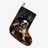 Franse Bulldog pompoenen Halloween eng Kleine Kerstsok (Voorkant (Hangend))