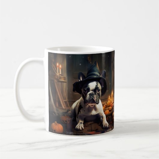 Franse Bulldog pompoenen Halloween eng Koffiemok (Links)