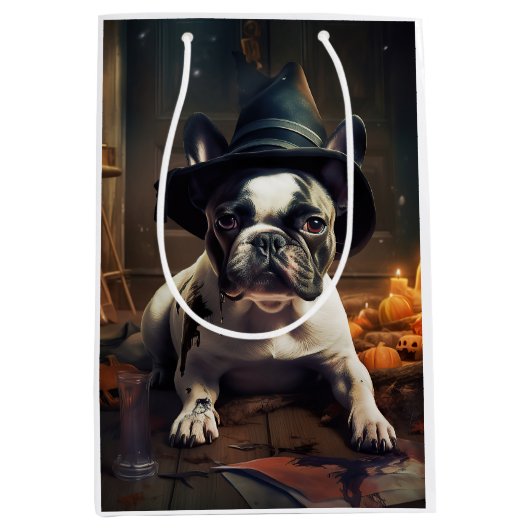 Franse Bulldog pompoenen Halloween eng Medium Cadeauzakje (Voorkant)