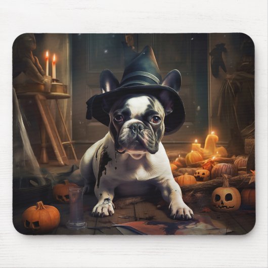 Franse Bulldog pompoenen Halloween eng Muismat (Voorkant)