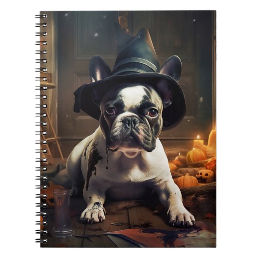 Franse Bulldog pompoenen Halloween eng Notitieboek (Voorkant)