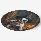 Franse Bulldog pompoenen Halloween eng Papieren Bordje (Gekanteld)