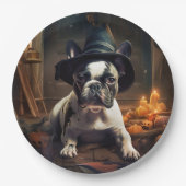 Franse Bulldog pompoenen Halloween eng Papieren Bordje (Voorkant)