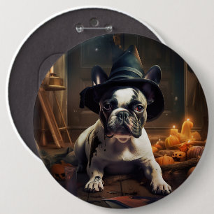 Franse Bulldog pompoenen Halloween eng Ronde Button 6,0 Cm
