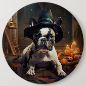 Franse Bulldog pompoenen Halloween eng Ronde Button 6,0 Cm (Voorkant)