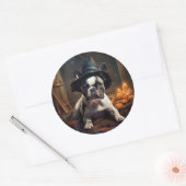 Franse Bulldog pompoenen Halloween eng Ronde Sticker (Envelop)