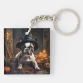 Franse Bulldog pompoenen Halloween eng Sleutelhanger (Achterkant)