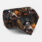 Franse Bulldog pompoenen Halloween eng Stropdas (Opgerold)