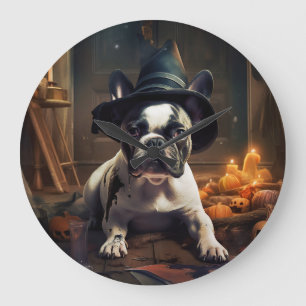 Franse Bulldog Pompoenen Halloween Griezelen Grote Klok