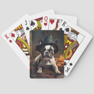 Franse Bulldog Pompoenen Halloween Griezelen Pokerkaarten